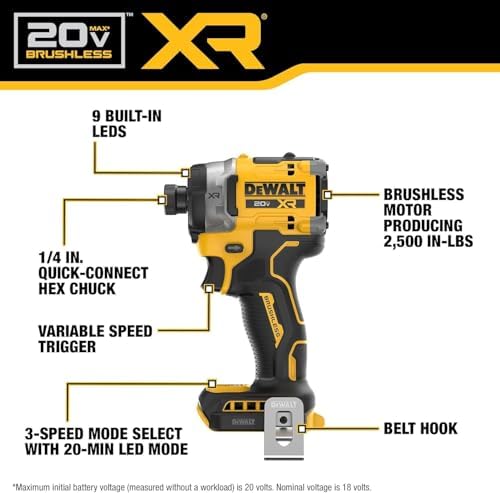DEWALT 20V MAX XR Brushless Hammer Drill 1/2 In  and High Torque 1/4 Impact Driver Combo with 2 x 4 Ah Batteries and 4 Amp Charger  DCK2112QQ2 