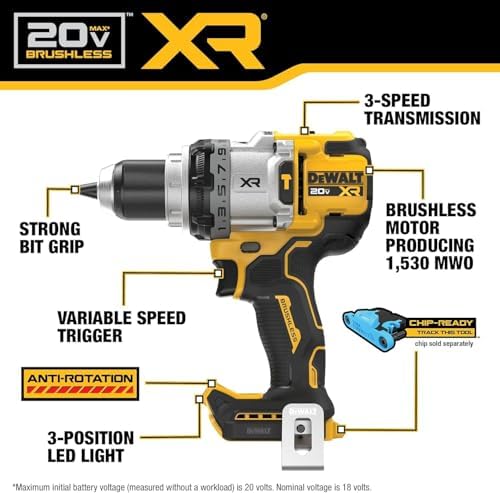 DEWALT 20V MAX XR Brushless Hammer Drill 1/2 In  and High Torque 1/4 Impact Driver Combo with 2 x 4 Ah Batteries and 4 Amp Charger  DCK2112QQ2 