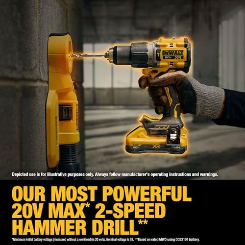 DEWALT 20V MAX XR Impact Driver and Hammer Drill Cordless Power Tool Combo Kit  Includes 2 x 4ah POWERPACK Batteries and a Charger  DCK250QQ2 