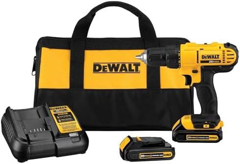 DEWALT 20V Max Cordless Drill Driver Set  2 Speed  High Performance Motor  Includes 2 XR 1 3Ah Li Ion Batteries  Charger and Contractor Bag  DCD771C2 
