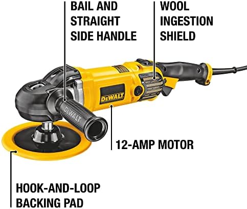 DEWALT Buffer Polisher  7 in 9 in  12 amp  Variable Speed Dial 0 3 500 RPM s  Soft Start Corded Car Buffer  DWP849X 