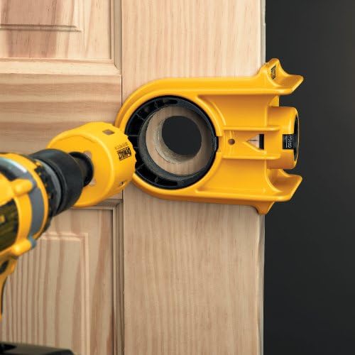 DEWALT Door Lock Installation Kit  C Clamp Design Hole Saw Kit For Metal or Wood Doors  2 Adjustable Bushings  Easy Installation  Height Alignment  D180004 