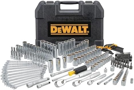 DEWALT Mechanic Tool Set  247 Piece  1/4 in   3/8 in  and 1/2 in  Drive  SAE  Ratchets  Sockets  Hex Keys  Combination Wrenches  Polish Chrome Finish  DWMT81535 