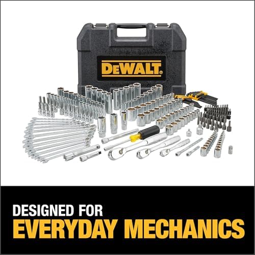 DEWALT Mechanic Tool Set  247 Piece  1/4 in   3/8 in  and 1/2 in  Drive  SAE  Ratchets  Sockets  Hex Keys  Combination Wrenches  Polish Chrome Finish  DWMT81535 