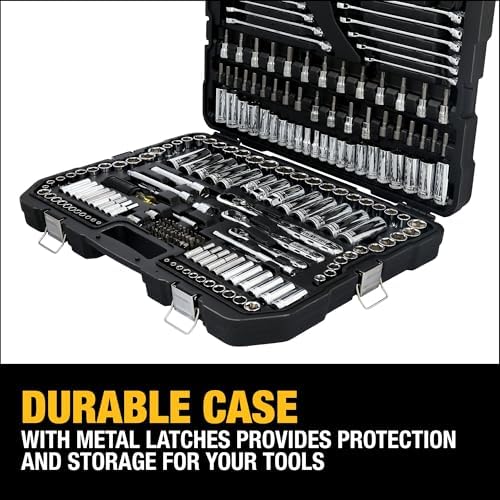 DEWALT Mechanic Tool Set  247 Piece  1/4 in   3/8 in  and 1/2 in  Drive  SAE  Ratchets  Sockets  Hex Keys  Combination Wrenches  Polish Chrome Finish  DWMT81535 