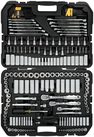 DEWALT Mechanic Tool Set  247 Piece  1/4 in   3/8 in  and 1/2 in  Drive  SAE  Ratchets  Sockets  Hex Keys  Combination Wrenches  Polish Chrome Finish  DWMT81535 