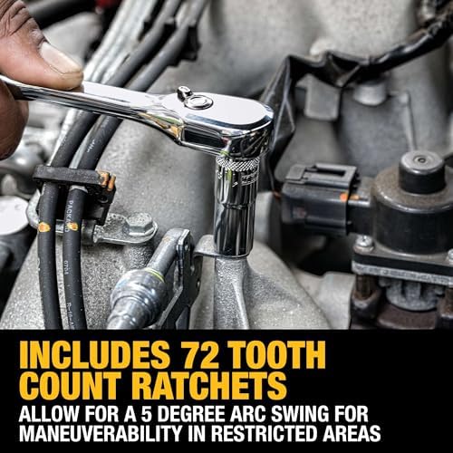 DEWALT Mechanic Tool Set  247 Piece  1/4 in   3/8 in  and 1/2 in  Drive  SAE  Ratchets  Sockets  Hex Keys  Combination Wrenches  Polish Chrome Finish  DWMT81535 