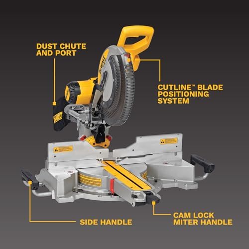 DEWALT Miter Saw  12 inch Double Bevel Sliding Compound Miter Saw with XPS LED Shadow Light System  Includes Blade Wrench  Material Clamp and Dust Bag  DWS780 
