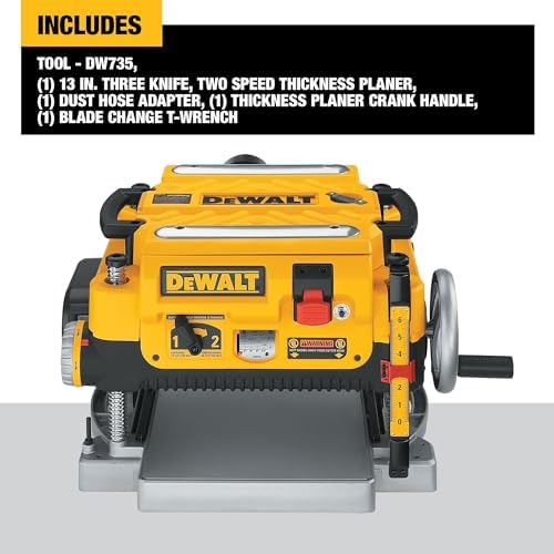 DEWALT Planer  Thickness Planer  13 Inch  3 Knife for Larger Cuts  Two Speed 20 000 RPM Motor  Corded  DW735