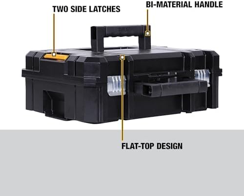 DEWALT TSTAK II Tool Box  Flat Top Tool Storage Case  Organizer Box Holds Up To 66 lbs  Flexible Platforms for Stacking  13 Inch  DWST17807