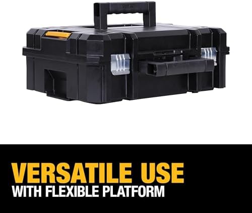 DEWALT TSTAK II Tool Box  Flat Top Tool Storage Case  Organizer Box Holds Up To 66 lbs  Flexible Platforms for Stacking  13 Inch  DWST17807