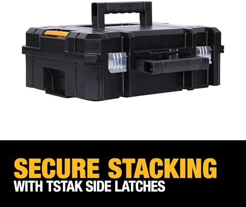DEWALT TSTAK II Tool Box  Flat Top Tool Storage Case  Organizer Box Holds Up To 66 lbs  Flexible Platforms for Stacking  13 Inch  DWST17807