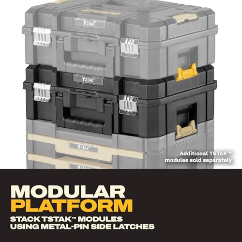 DEWALT TSTAK II Tool Box  Flat Top Tool Storage Case  Organizer Box Holds Up To 66 lbs  Flexible Platforms for Stacking  13 Inch  DWST17807 