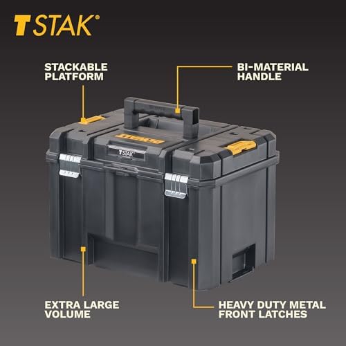 DEWALT TSTAK Tool Box  Extra Large Design  Removable Tray for Easy Access to Tools  Water and Debris Resistant  DWST17806 