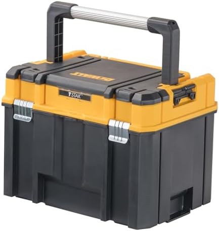 DEWALT TSTAK Tool Box  Deep  Long Handle  Extra Large Design  Fixed Divider for Tool Organization  Water and Debris Resistant  DWST17814 
