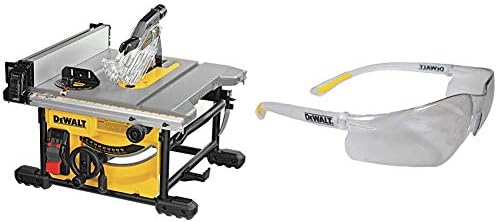 DEWALT Table Saw for Jobsite  Compact  8 1/4 Inch with Lightweight Protective Safety Glasses  DWE7485 & DPG52 1C 