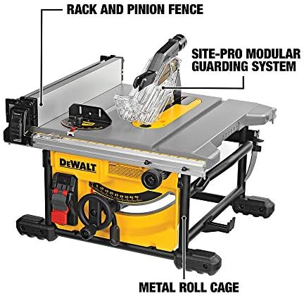 DEWALT Table Saw for Jobsite  Compact  8 1/4 Inch with Table Saw Stand  Mobile/Rolling  DWE7485 & DW7440RS 