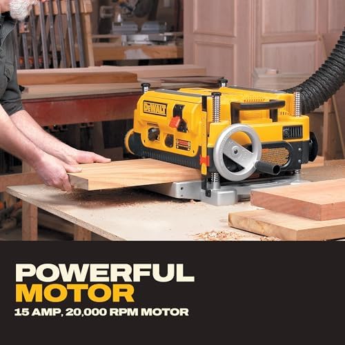 DEWALT Thickness Planer  13 inch Wood Planer  Three Knife Two Speed  15 Amp  20 000 RPM Motor  DW735X 