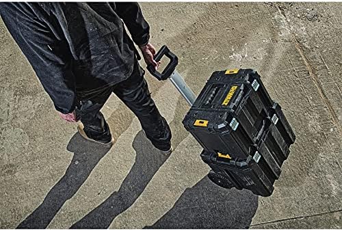 DEWALT Tool Box with Wheels Modular  Large Rolling Tool Box With Telescopic Handle  Portable Carrier Deep Stackable TSTAK Storage  DWST17820