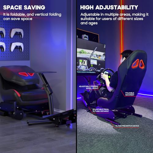 DIWANGUS Racing Simulator Cockpit Steering Wheel Stand with Seat Gaming Chair Sim Racing Cockpit for G29 G920 G923 G27 G25 T248X T248 T300RS T150 458 TX Xbox PS4 PS5 PC Accessories
