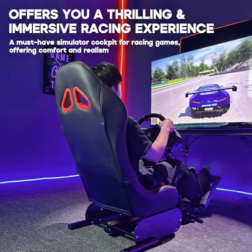 DIWANGUS Racing Simulator Cockpit Racing Wheel Stand with Seat Gaming Chair Sim Racing Cockpit for G29 G920 G923 G PRO RS50 T248 T300RS R3 R5 R9 R12 R16 R21 R25 PS4 PS5 PC Accessories
