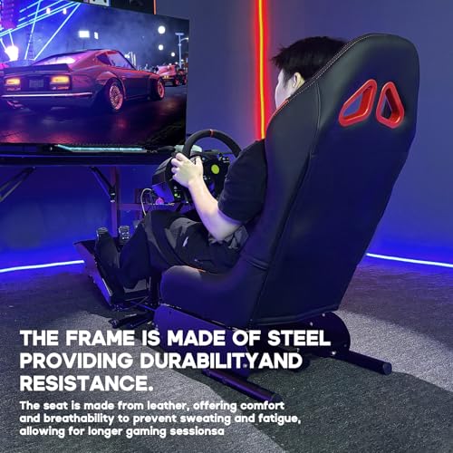 DIWANGUS Racing Simulator Cockpit Racing Wheel Stand with Seat Gaming Chair Sim Racing Cockpit for G29 G920 G923 G PRO RS50 T248 T300RS R3 R5 R9 R12 R16 R21 R25 PS4 PS5 PC Accessories