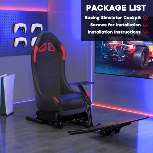 DIWANGUS Racing Simulator Cockpit Racing Wheel Stand with Seat Gaming Chair Sim Racing Cockpit for G29 G920 G923 G PRO RS50 T248 T300RS R3 R5 R9 R12 R16 R21 R25 PS4 PS5 PC Accessories