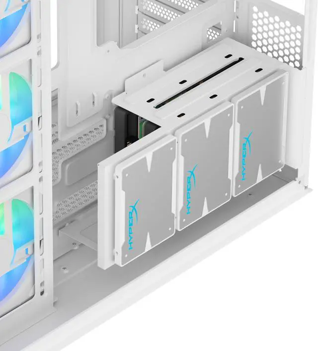 DIYPC ARGB N3 W White USB3 0/ Type C Tempered Glass E ATX /ATX Dual Chamber Gaming Computer Case w/ 3 x Tempered Glass Panel and 4 x ARGB PWM Fans  Pre Installed  