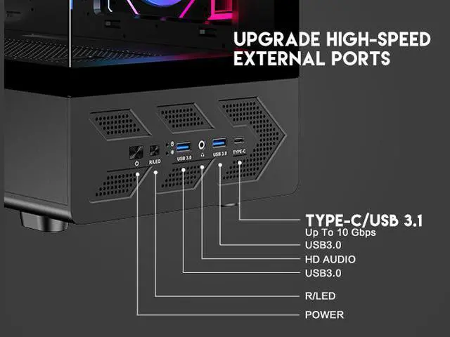 DIYPC IDX1 BK ARGB Black USB3 0/ Type C Tempered Glass ATX Gaming Computer Case w/ Dual Tempered Glass Panel and 3 x ARGB PWM Fans  Pre Installed 