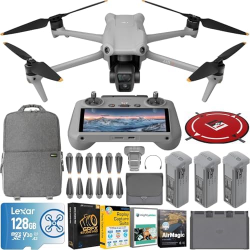 DJI Air 3S Fly More Combo  RC 2 Screen Remote  Drone with 1 CMOS Wide Angle & Medium Tele Camera  4K/60fps  Omnidirectional Sensing  Smart RTH  3 Battery Bundle with Deco Gear Accessories & Software