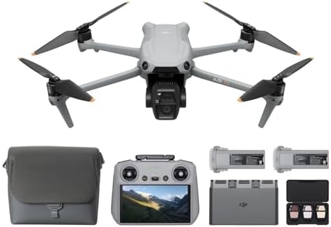 DJI Air 3S Fly More Combo  RC N3   Drone with 1 CMOS Wide Angle & Medium Tele Camera  4K/60fps HDR Video  Nightscape Omnidirectional Obstacle Sensing & 3 Batteries for Extended Flight Time