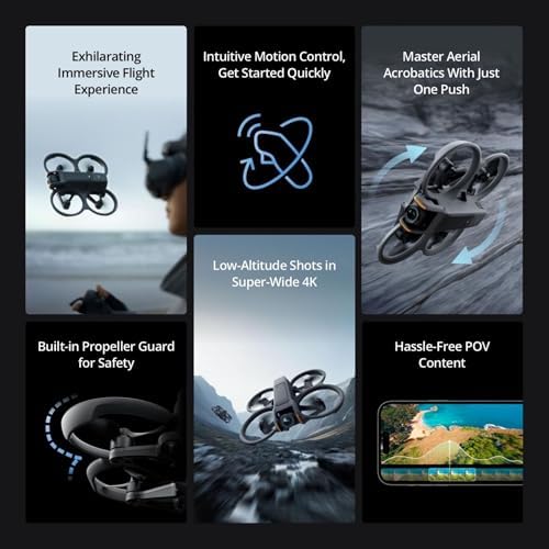 DJI Avata 2 Fly More Combo  3 Batteries   FPV Drones with Camera for Adults 4K  Immersive Experience  One Push Acrobatics  Built in Propeller Guard  155  FOV  Drone Compliant with FAA Remote ID