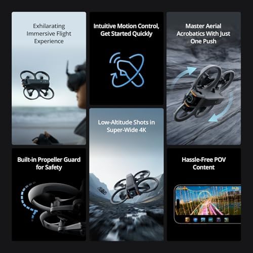 DJI Avata 2 Fly Smart Combo  Three Batteries   FPV Drone with Camera 4K  Immersive Experience  One Push Acrobatics  Built in Propeller Guard  155  FOV  Camera Drone with Goggles N3 and RC Motion 3