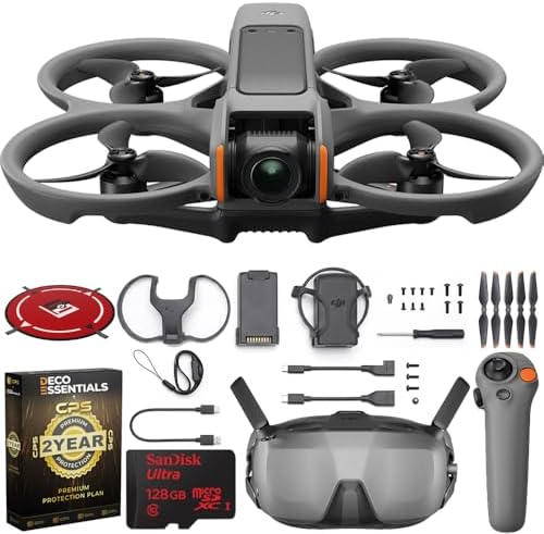DJI Avata 2 Fly Smart Combo  Single Battery  with FPV Drone Including Goggles 3 and RC Motion 3  Immersive Experience  Built in Propeller Guard  POV Content Bundle with Deco Gear Accessories