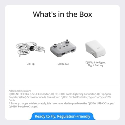 DJI Flip Fly More Combo With RC 2 Screen Remote Controller  Drone With 4K UHD Camera for Adults  Palm Takeoff  Auto Return  Intelligent Flight  3 Batteries for 93 Min Flight Time