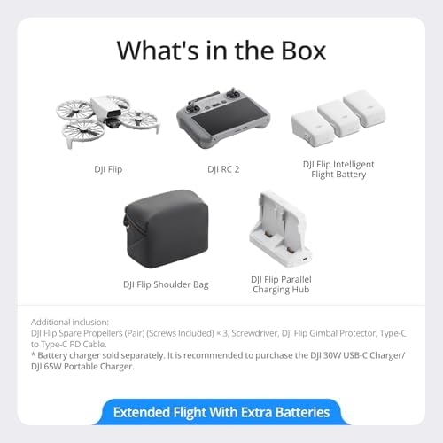 DJI Flip Fly More Combo With RC 2 Screen Remote Controller  Drone With 4K UHD Camera for Adults  Palm Takeoff  Auto Return  Intelligent Flight  3 Batteries for 93 Min Flight Time