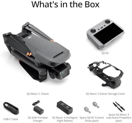 DJI Mavic 3 Classic  DJI RC   Drone with 4/3 CMOS Hasselblad Camera  5 1K HD Video  46 Mins Flight Time  Omnidirectional Obstacle Sensing  Smart Return to Home  FAA Remote ID Compliant