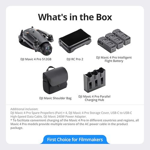 DJI Mavic 4 Pro Drone 512GB Creator Combo  DJI RC Pro 2  with 100MP Hasselblad Camera  Triple Camera System  6K/60fps HDR Video  51 Min Flight Time  O4  30km Video Transmission  0 1 Lux Night Vision