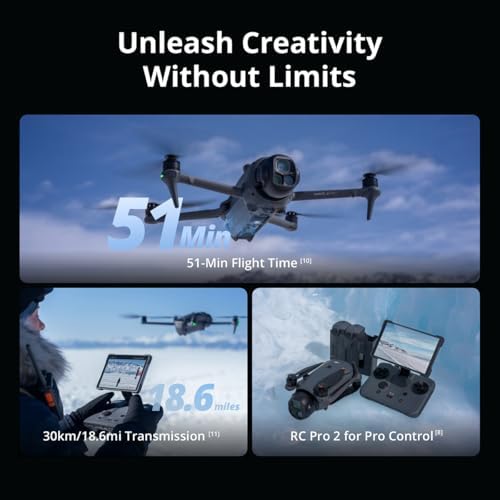 DJI Mavic 4 Pro Drone with DJI RC 2  Flagship Tri Camera Drone with 100MP 4/3 CMOS Hasselblad Camera  for Professionals  30km/18 6mi Video Transmission  51 Min Max Flight Time