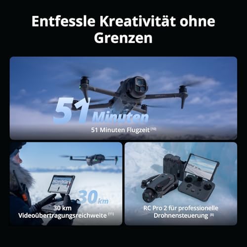 DJI Mavic 4 Pro Drone with DJI RC 2  Flagship Tri Camera Drone with 100MP 4/3 CMOS Hasselblad Camera  for Professionals  30km/18 6mi Video Transmission  51 Min Max Flight Time