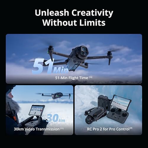 DJI Mavic 4 Pro Drone 512GB Creator Combo  DJI RC Pro 2  with 100MP Hasselblad Camera  Triple Camera System  6K/60fps HDR Video  51 Min Flight Time  O4  30km Video Transmission  0 1 Lux Night Vision