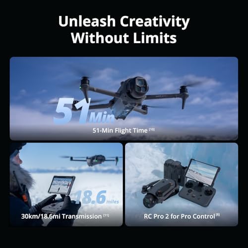 DJI Mavic 4 Pro Fly More Combo with DJI RC 2  Flagship Tri Camera Drone with 100MP 4/3 CMOS Hasselblad Camera  30km/18 6mi Video Transmission  51 Min Max Flight Time  Charging Hub  and More