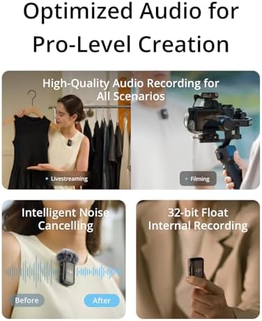 DJI Mic 2  2 TX   1 RX   Charging Case   All in one Wireless Microphone  Intelligent Noise Cancelling  32 bit Float Internal Recording  250m  820 ft   Range  Microphone for iPhone  Android  Camera