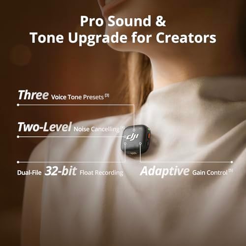 DJI Mic 3  2 TX   1 RX   Charging Case   Wireless Microphone for iPhone/Camera/Android  Ultralight  Adaptive Gain Control for Balanced Volume  Dual Band Anti Interference  28hrs Use  Vlog