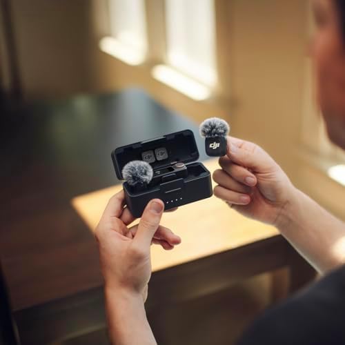 DJI Mic 3  2 TX   1 RX   Charging Case   Wireless Microphone for iPhone/Camera/Android  Ultralight  Adaptive Gain Control for Balanced Volume  Dual Band Anti Interference  28hrs Use  Vlog