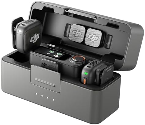 DJI Mic 3  2 TX   1 RX   Charging Case   Wireless Microphone for iPhone/Camera/Android  Ultralight  Adaptive Gain Control for Balanced Volume  Dual Band Anti Interference  28hrs Use  Vlog