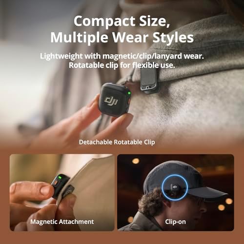 DJI Mic 3  2 TX   1 RX   Charging Case   Wireless Microphone for iPhone/Camera/Android  Ultralight  Adaptive Gain Control for Balanced Volume  Dual Band Anti Interference  28hrs Use  Vlog