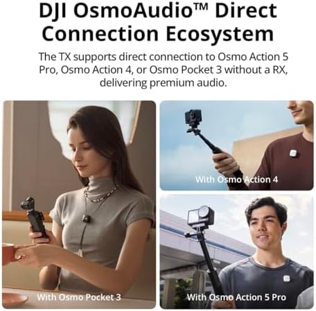 DJI Mic Mini  1 TX   1 RX   Wireless Lavalier Microphone for iPhone/Camera/Android  Ultralight  Detail Rich Audio  Noise Cancelling  Automatic Limiting  Vlog  Streaming  400m Transmission