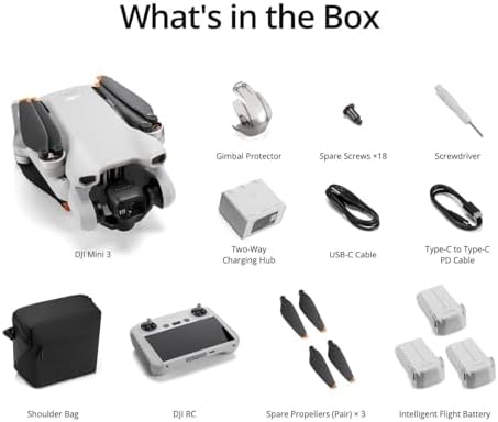 DJI Mini 3 Fly More Combo  DJI RC   Drones with Camera for Adults 4K  3 Batteries for 114 min Flight Time  Vertical Shooting  32800ft  10km  Video Transmission  Lightweight Mini Drone for Beginners