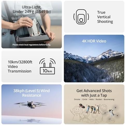 DJI Mini 3  DJI RC   Lightweight 3x Mechanical Gimbal Drones with Camera for Adults 4K  38 min Flight Time  up to 32800ft  10km  Video Transmission  Vertical Shooting  GPS Auto Return Integrated